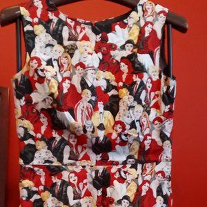 Cute People Print Fit n Flare Midi Dress